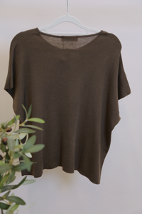 Manhattan Button Down Knit Blouse Brown (Backorder)