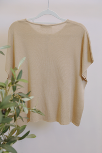 Manhattan Button Down Knit Blouse Soft Caramel (Backorder)