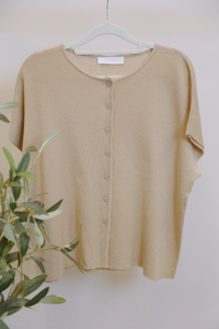 Manhattan Button Down Knit Blouse Soft Caramel (Backorder)