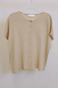 Manhattan Button Down Knit Blouse Soft Caramel (Backorder)