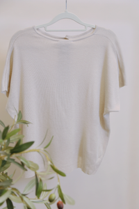Manhattan Button Down Knit Blouse Beige (Backorder)