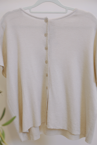 Manhattan Button Down Knit Blouse Beige (Backorder)