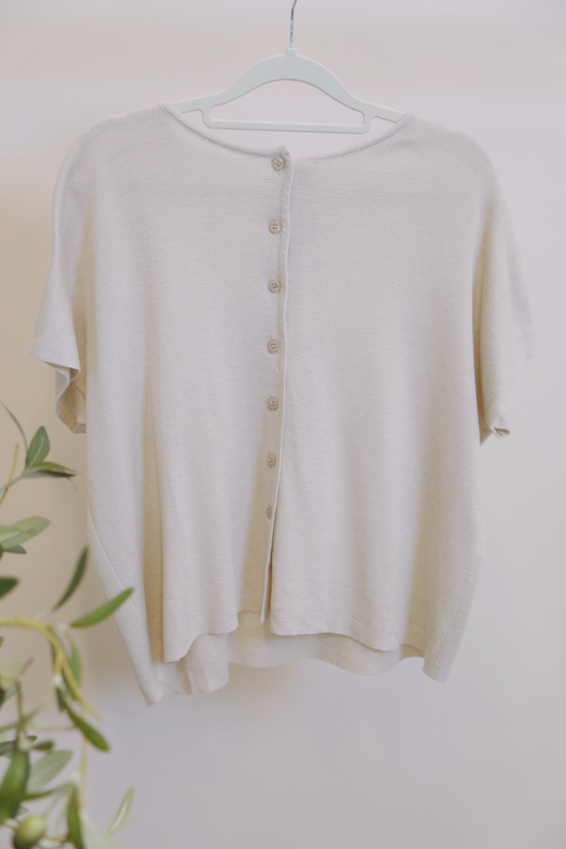 Manhattan Button Down Knit Blouse Beige (Backorder)