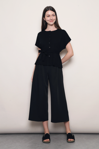 Manhattan Button Down Knit Blouse Black