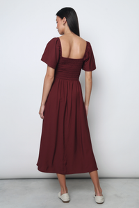 Marseille Smocked Midaxi Dress Garnet