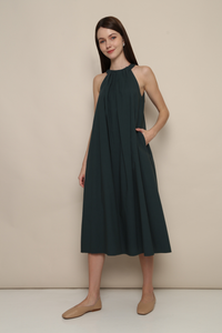 Megga Pleat Midaxi Dress Emerald