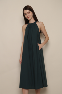 Megga Pleat Midaxi Dress Emerald