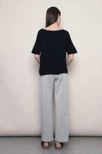 Mellow Mood Wide Neck Knit Top Black