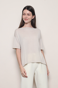 Mellow Mood Wide Neck Knit Top Malt