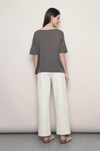Mellow Mood Wide Neck Knit Top Grey