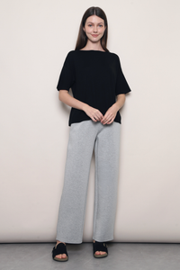 Mellow Mood Wide Neck Knit Top Black