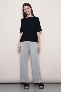 Mellow Mood Wide Neck Knit Top Black