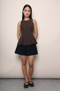 Mignon Panel Peplum Top Brown (Restock)