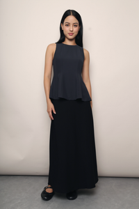 Mignon Panel Peplum Top Navy (Restock)