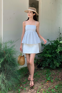 Mimi Checks Strappy Top Sage (Restock)