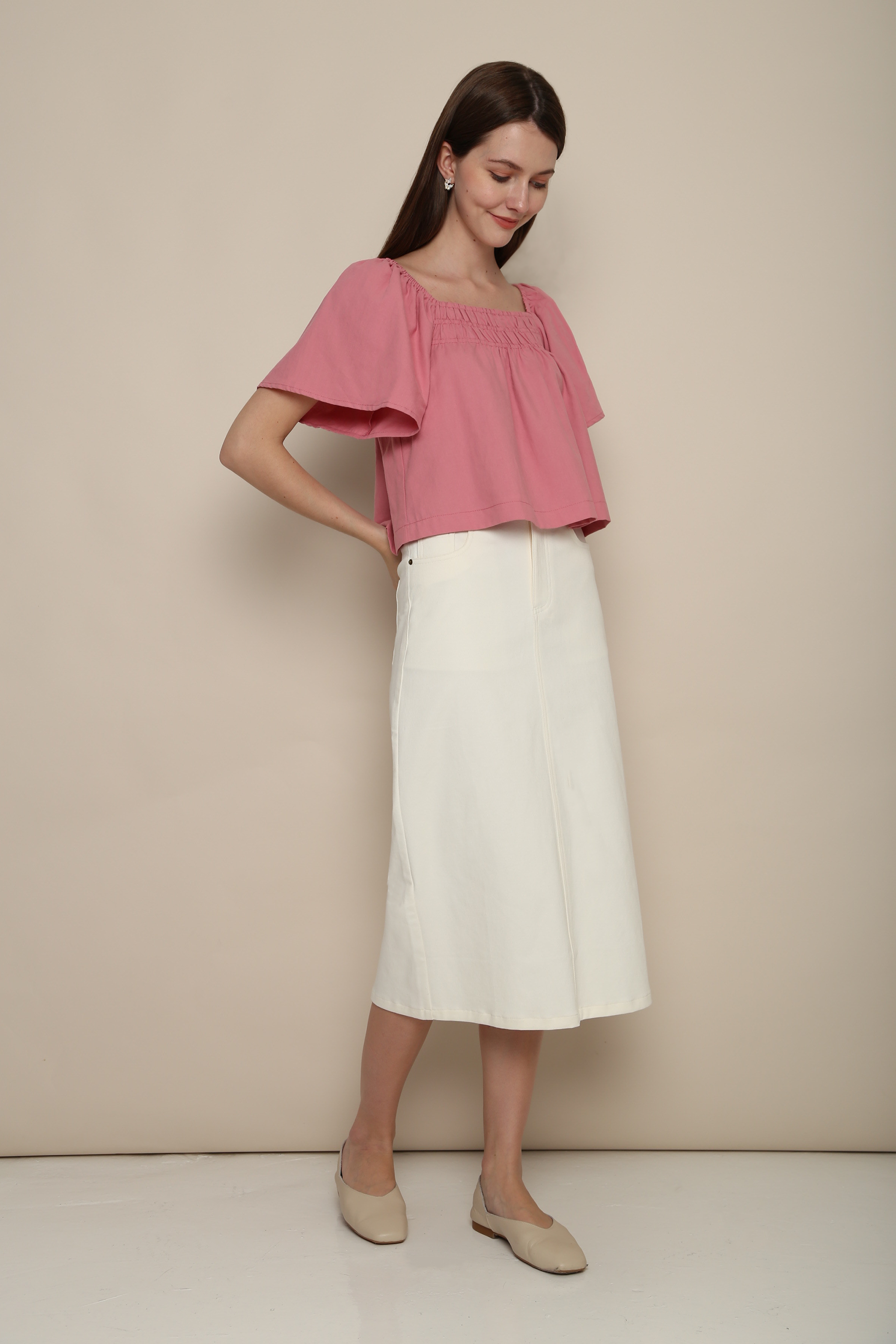 Mirae Column Skirt White