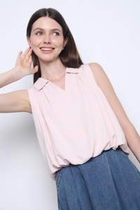 Miu Collar Bubble Blouse Blush Pink