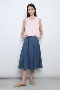 Miu Collar Bubble Blouse Blush Pink