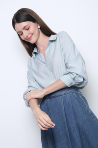 Modi Crepe Shirt Ash Blue