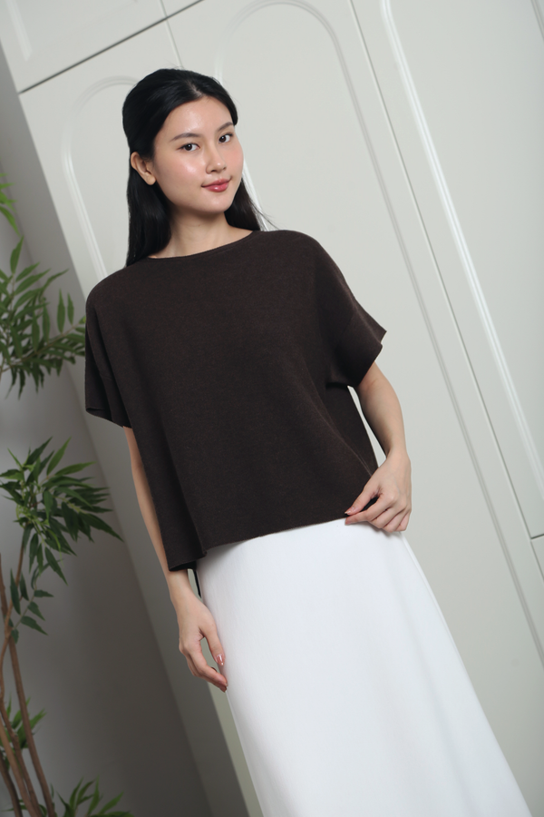 Montreux Boxy Knit Blouse Brown