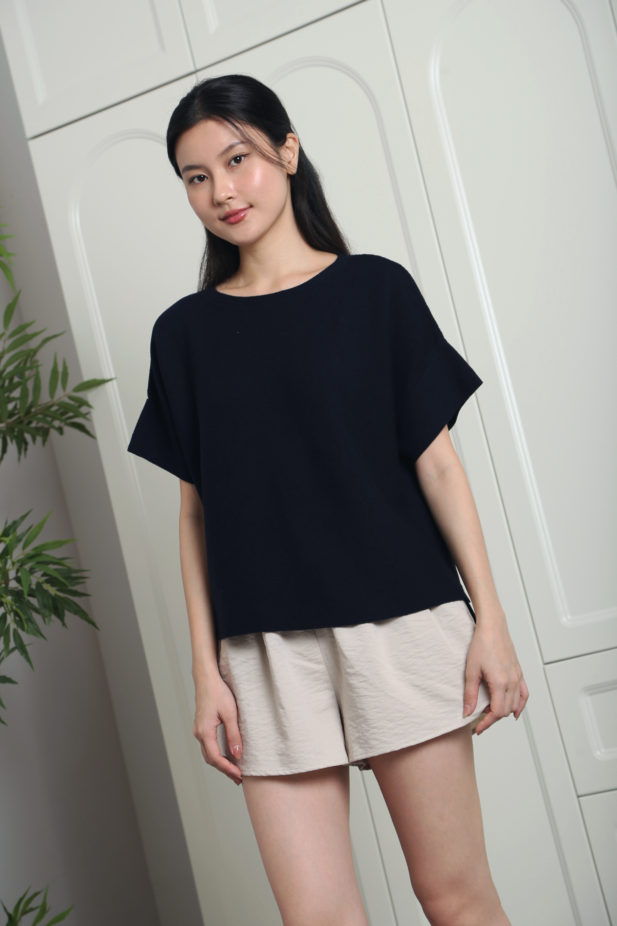 Montreux Boxy Knit Blouse Navy