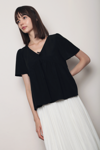 Musee Ribbon Babydoll Top Black