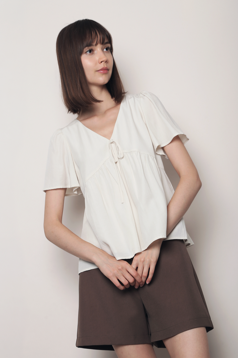 Musee Ribbon Babydoll Top Ivory