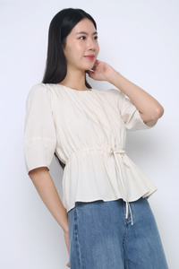 Natalina Tie Waist Blouse Ecru