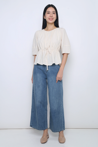 Natalina Tie Waist Blouse Ecru