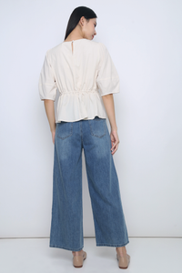 Natalina Tie Waist Blouse Ecru