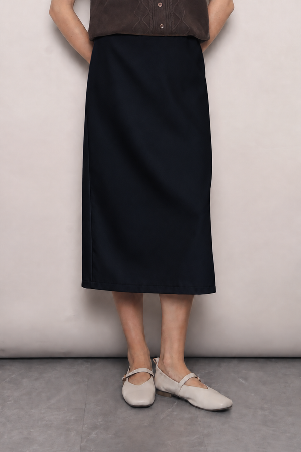 Work to Wine Midi Skirt Navy (Backorder)