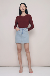 Odette Cable Knit Sweater Wine