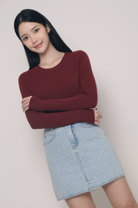 Odette Cable Knit Sweater Wine