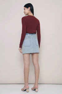 Odette Cable Knit Sweater Wine