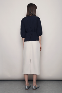 Olive Tie Waist Blouse Navy