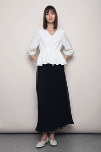 Olive Tie Waist Blouse White