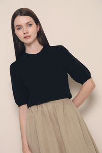 Olivia Pocket Knit Blouse Black