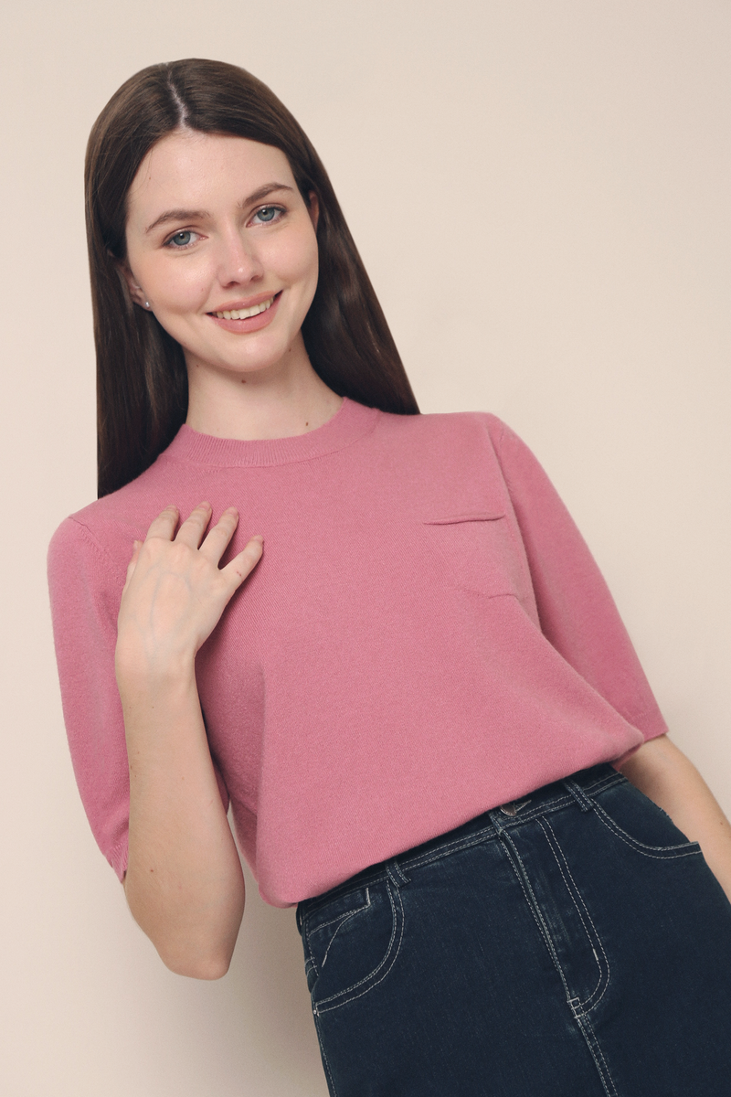 Olivia Pocket Knit Blouse Magenta