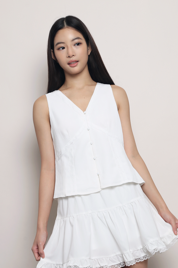 Perfect Form Lace Shift Blouse White
