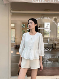 Aire Babydoll Top White