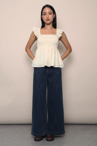 Pixie Flutter Babydoll Top Ivory
