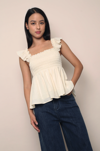 Pixie Flutter Babydoll Top Ivory
