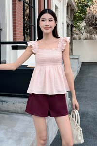 Pixie Flutter Babydoll Top Blush