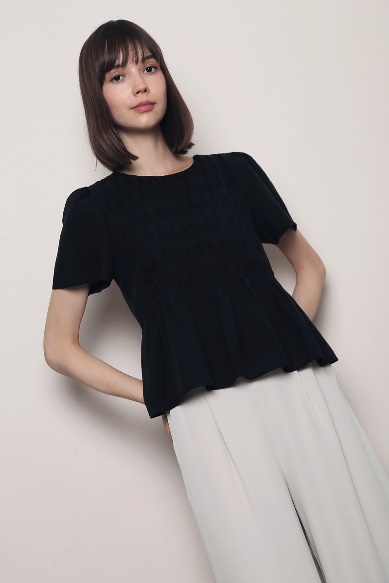 Poetry Pintuck Babydoll Blouse Black (Restock)