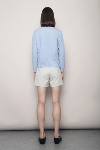 Pointelle Cable Knit Cardigan Powder Blue