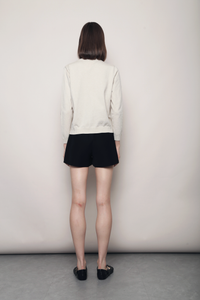 Pointelle Cable Knit Cardigan Cream