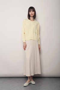 Pointelle Cable Knit Cardigan Butter Yellow