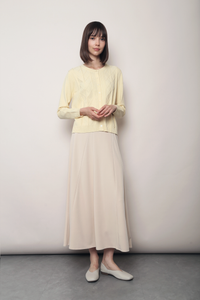 Pointelle Cable Knit Cardigan Butter Yellow