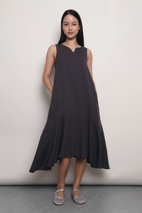 Poise in Motion Midi Dress Charcoal Grey