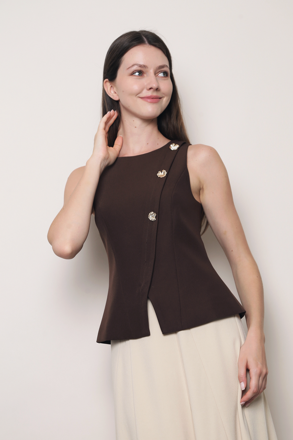 Polished Shell Vest Top Brown